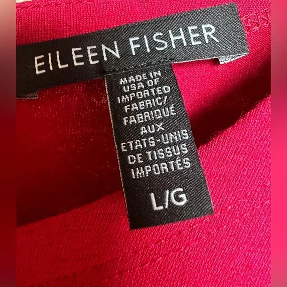 Eileen Fisher  Red Dress Viscose Spandex Scoop Neck Long Sleeve slip on size L - Picture 7 of 12